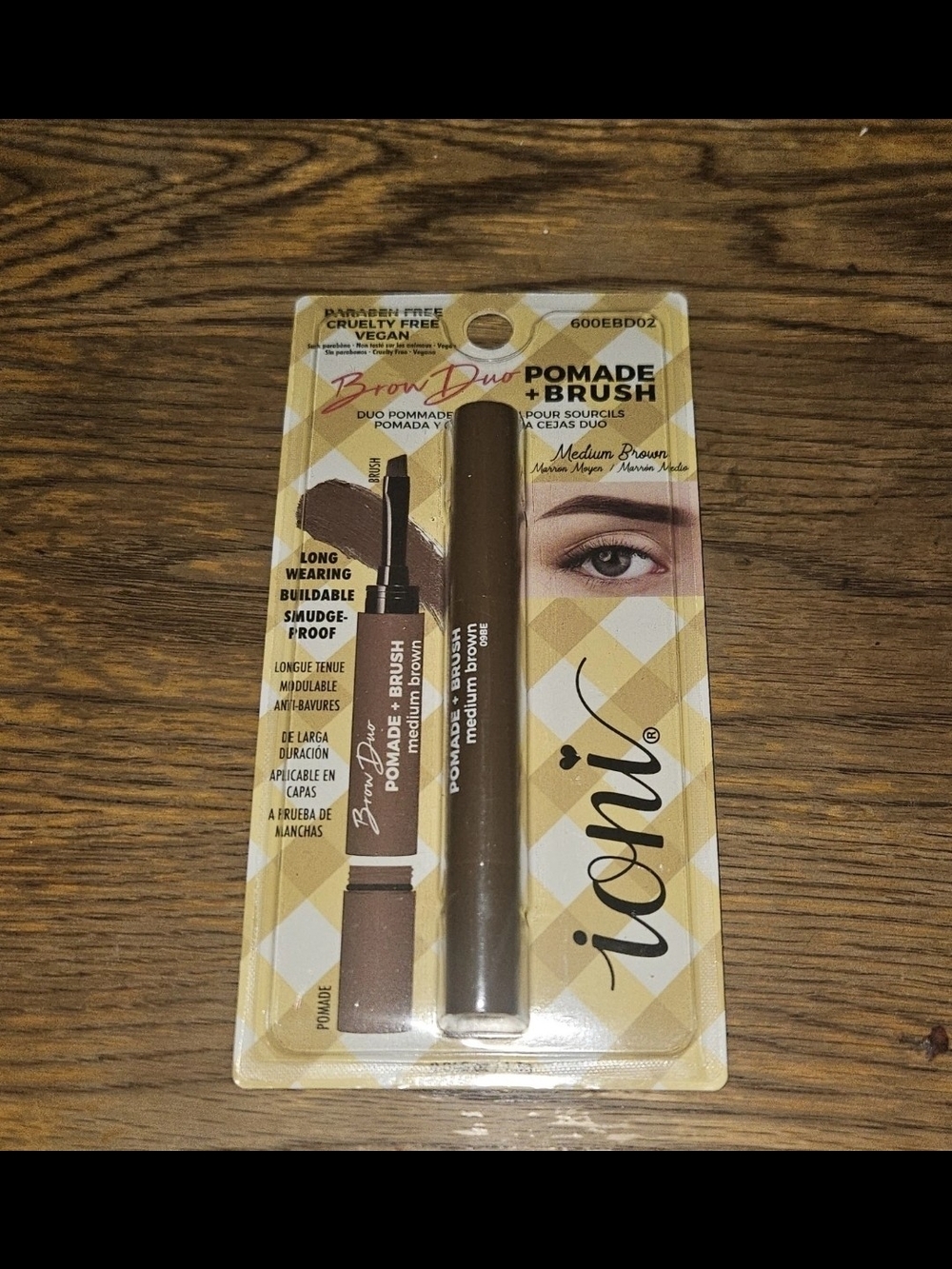 Ioni Brow Duo Pomade + Brush In Medium Brown 0.046oz BNIB